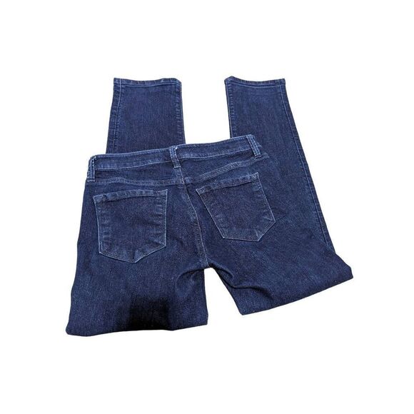 Loft Women's Blue Modern Straight Stretch Low Rise Dark Wash Jeans Size 2P - Picture 2 of 5
